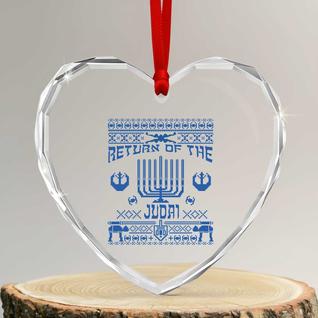 Hanukkah Holiday Heart Crystal Glass Ornament Return Of The Judai Chanukah Jewish Festival TS11 Transparent Glass 3'' Heart Print Your Wear