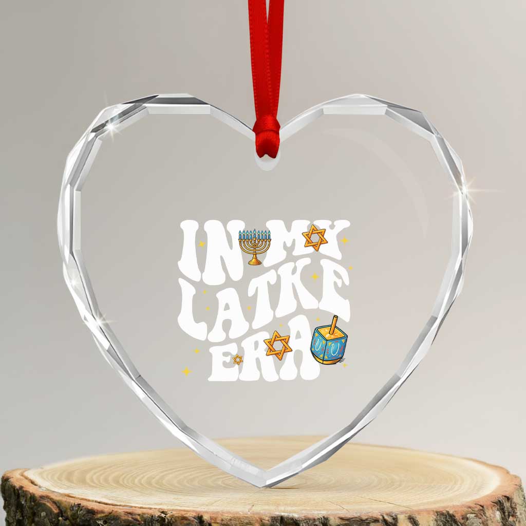 Hanukkah Jewish Holiday Gift Heart Crystal Glass Ornament In My Latke Era TS12 Transparent Glass 3'' Heart Print Your Wear