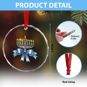 Hanukkah Menorah Jewish Coquette Bow Crystal Glass Ornament TS09 Print Your Wear
