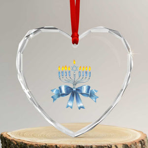 Hanukkah Menorah Jewish Coquette Bow Heart Crystal Glass Ornament TS09 Transparent Glass 3'' Heart Print Your Wear
