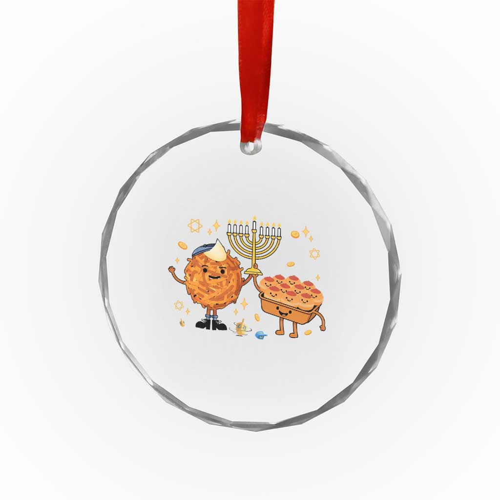 Hanukkah Sufganiyah And Latke Lifting Menorah Crystal Glass Ornament Funny Holiday Gift TS12 Print Your Wear