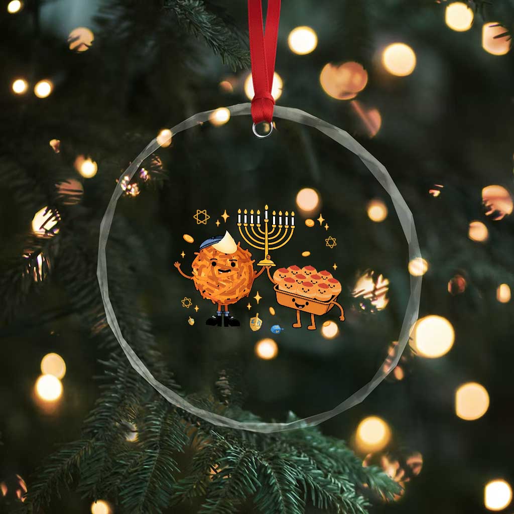 Hanukkah Sufganiyah And Latke Lifting Menorah Crystal Glass Ornament Funny Holiday Gift TS12 Print Your Wear