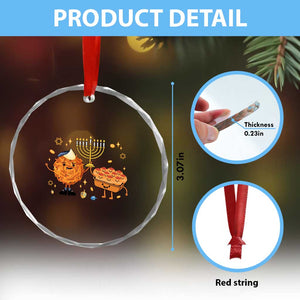 Hanukkah Sufganiyah And Latke Lifting Menorah Crystal Glass Ornament Funny Holiday Gift TS12 Print Your Wear