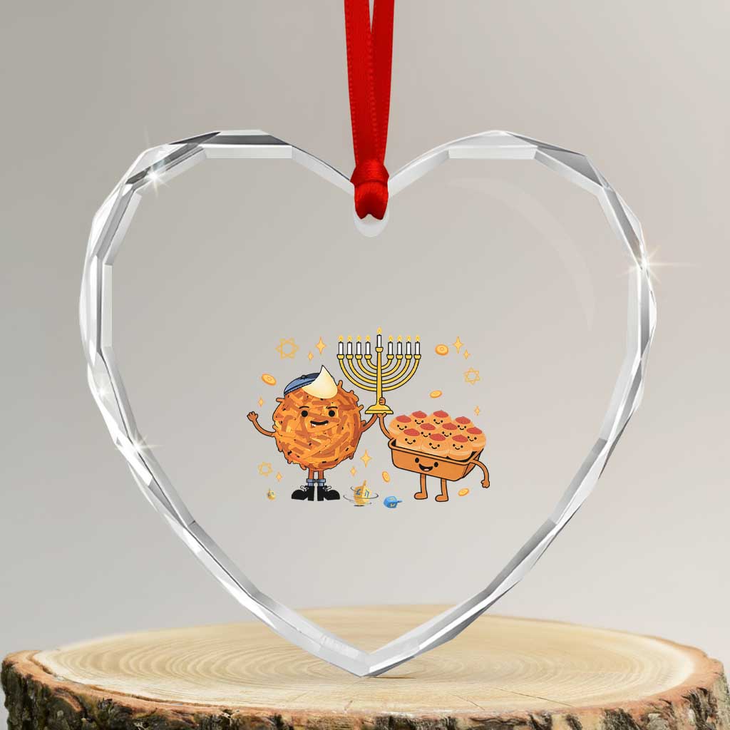Hanukkah Sufganiyah And Latke Lifting Menorah Heart Crystal Glass Ornament Funny Holiday Gift TS12 Transparent Glass 3'' Heart Print Your Wear