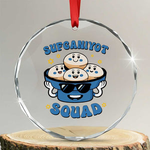 Hanukkah Sufganiyot Squad Crystal Glass Ornament Funny Jelly Donut Jewish Gift TS12 Transparent Glass 3'' Circle Print Your Wear