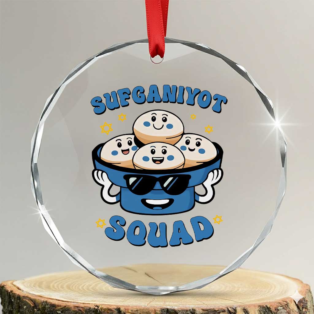 Hanukkah Sufganiyot Squad Crystal Glass Ornament Funny Jelly Donut Jewish Gift TS12 Transparent Glass 3'' Circle Print Your Wear