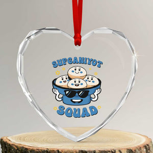 Hanukkah Sufganiyot Squad Heart Crystal Glass Ornament Funny Jelly Donut Jewish Gift TS12 Transparent Glass 3'' Heart Print Your Wear