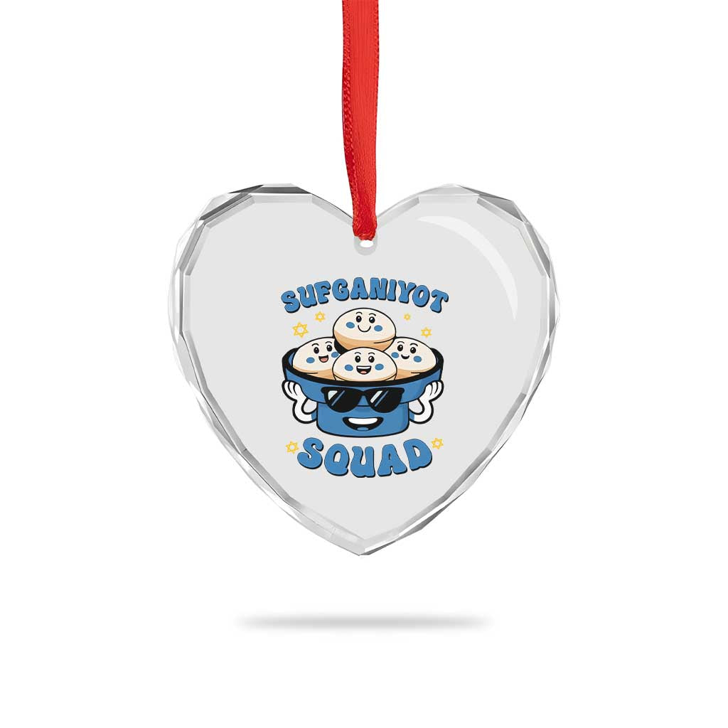 Hanukkah Sufganiyot Squad Heart Crystal Glass Ornament Funny Jelly Donut Jewish Gift TS12 Print Your Wear
