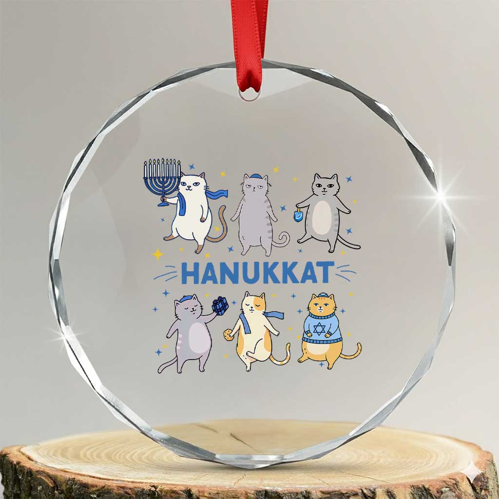 Hanukkat Crystal Glass Ornament Funny Cats Hanukkah Festival Of Lights Gift TS12 Transparent Glass 3'' Circle Print Your Wear