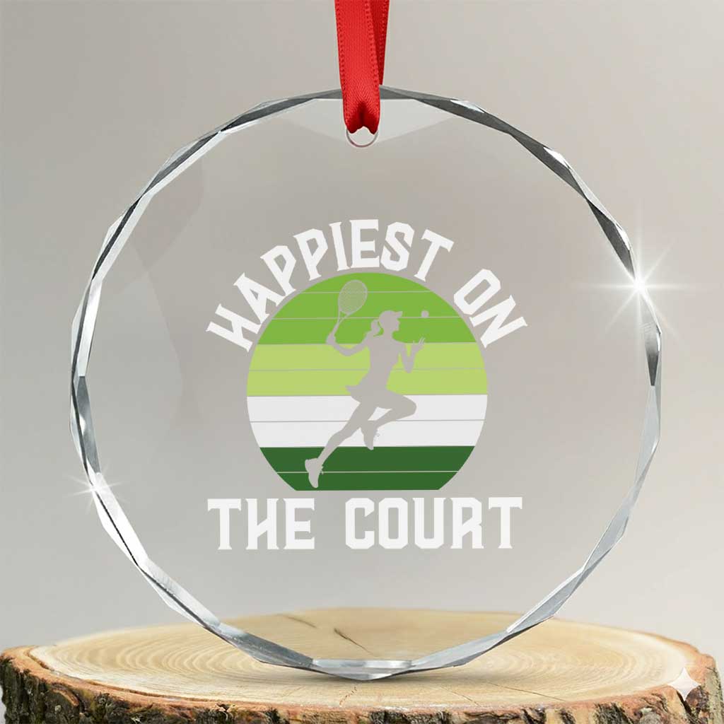 Happiest On The Court Crystal Glass Ornament Vintage Retro Tennis Girl Gift TS12 Transparent Glass 3'' Circle Print Your Wear