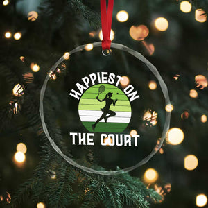 Happiest On The Court Crystal Glass Ornament Vintage Retro Tennis Girl Gift TS12 Print Your Wear