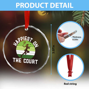 Happiest On The Court Crystal Glass Ornament Vintage Retro Tennis Girl Gift TS12 Print Your Wear
