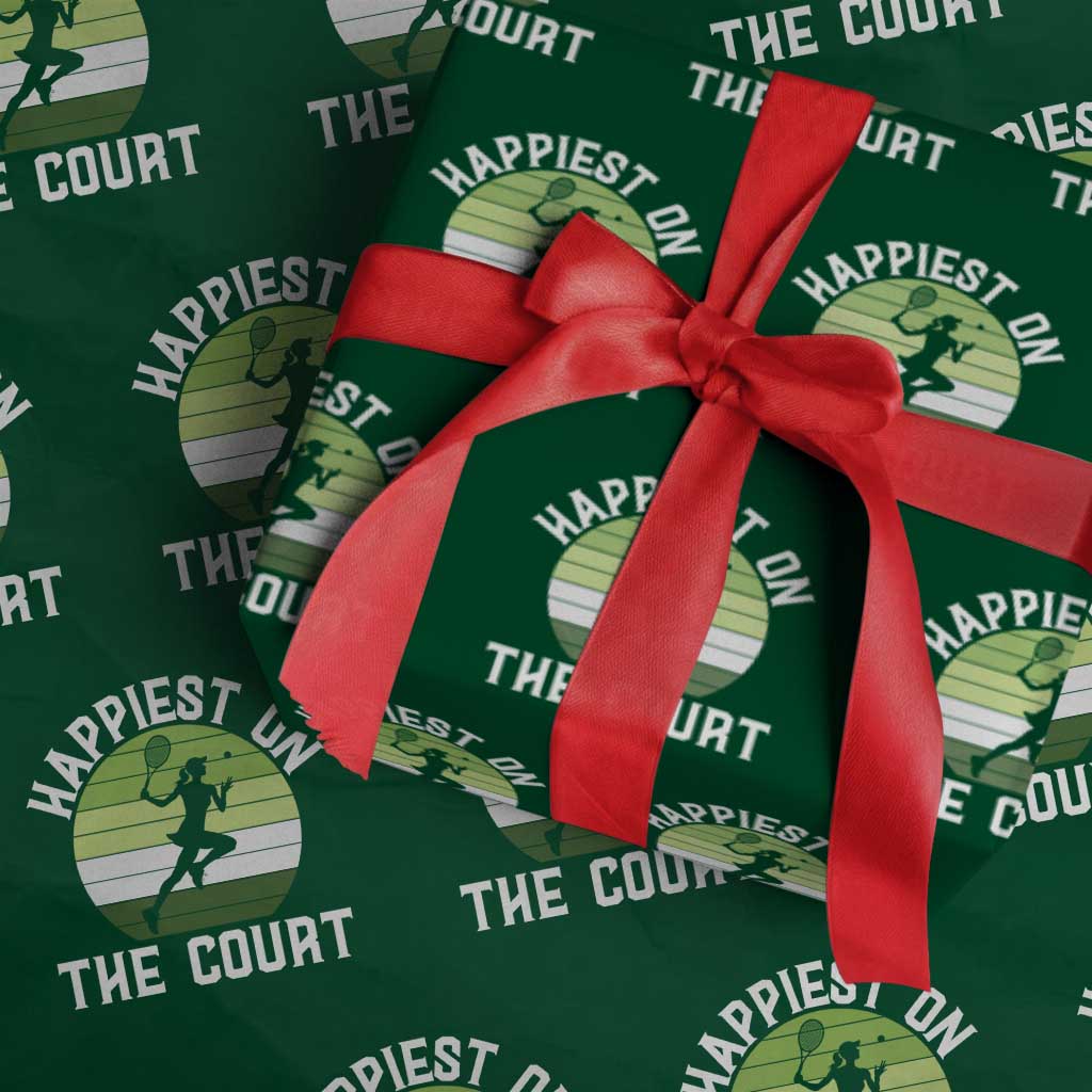 Happiest On The Court Wrapping Paper Roll Vintage Retro Tennis Girl Gift TS12 Green Print Your Wear