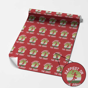 Happiest On The Court Wrapping Paper Roll Vintage Retro Tennis Girl Gift TS12 Red Print Your Wear