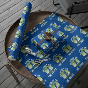 Happiest On The Court Wrapping Paper Roll Vintage Retro Tennis Girl Gift TS12 Blue Print Your Wear