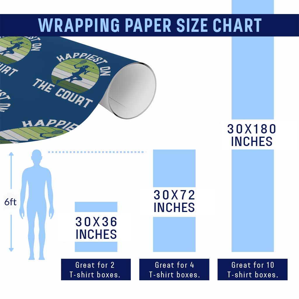 Happiest On The Court Wrapping Paper Roll Vintage Retro Tennis Girl Gift TS12 Print Your Wear