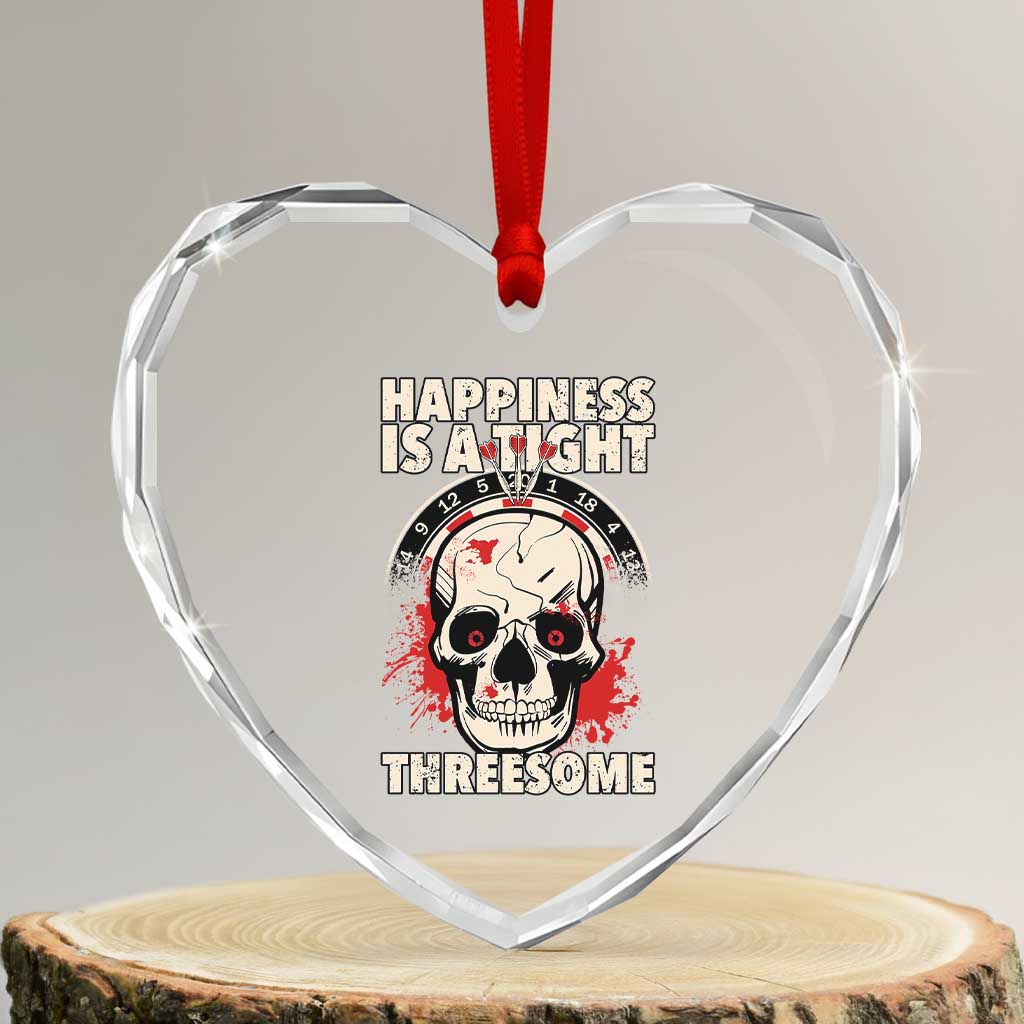 Happiness Is a Tight Threesome Heart Crystal Glass Ornament Gothic Dart Player Gift TS12 Transparent Glass 3'' Heart Print Your Wear