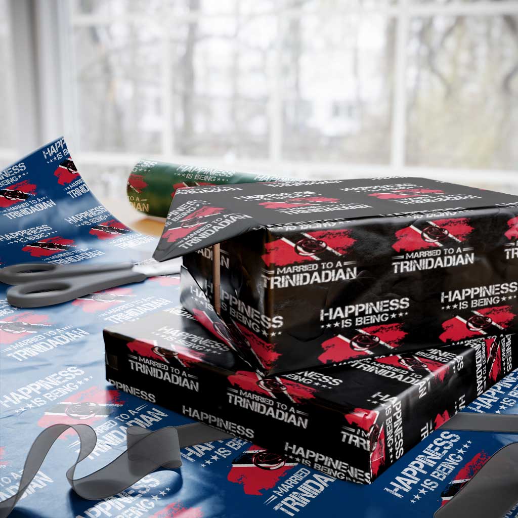 Happiness Is Being Married to a Trinidadian Wrapping Paper Roll Trinidad & Tobago Flag Couples Gift TS10 Black Print Your Wear