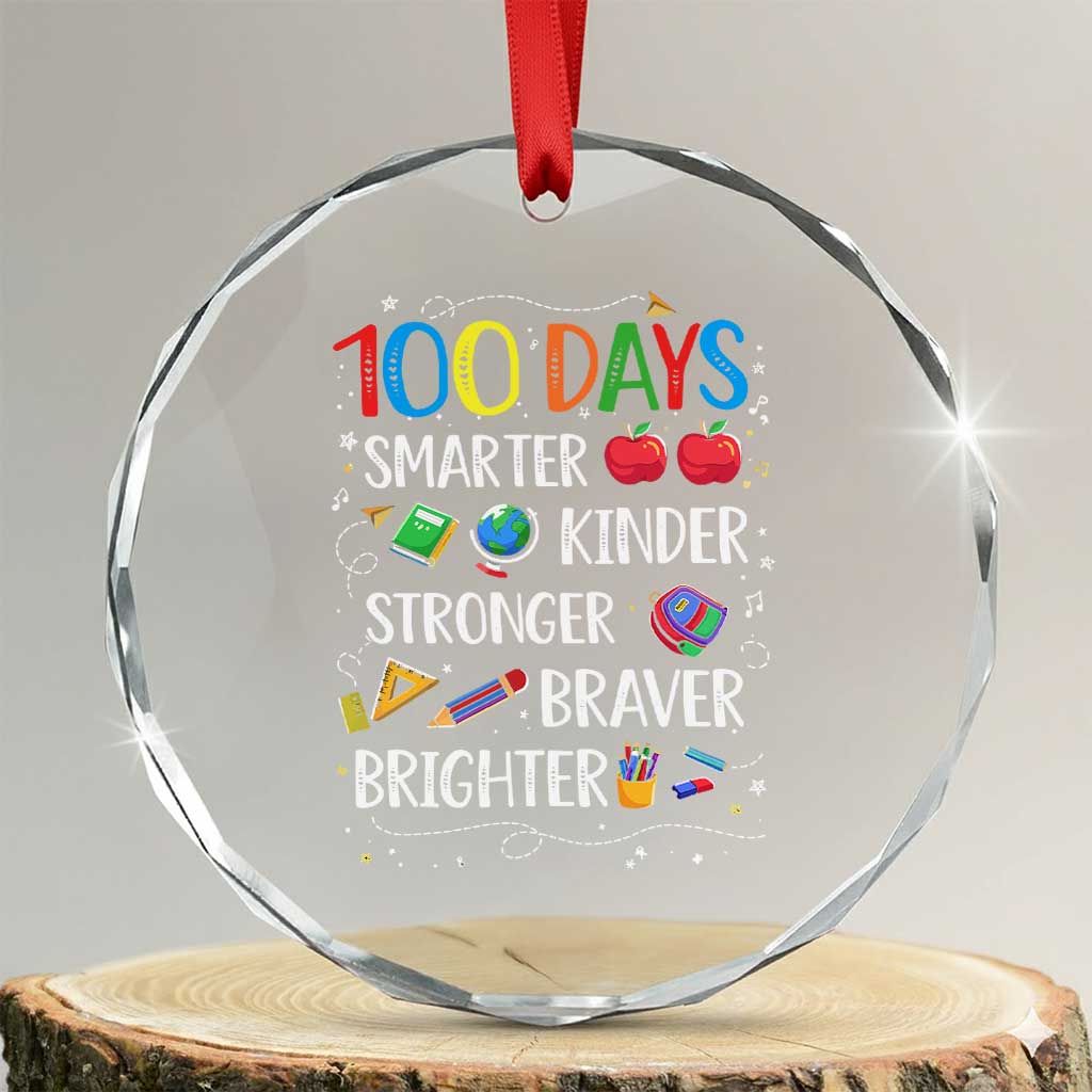 Happy 100 Days of School Crystal Glass Ornament 100th Day Kids Boys Girls Teachers Pupils TS10 Transparent Glass 3'' Circle Print Your Wear