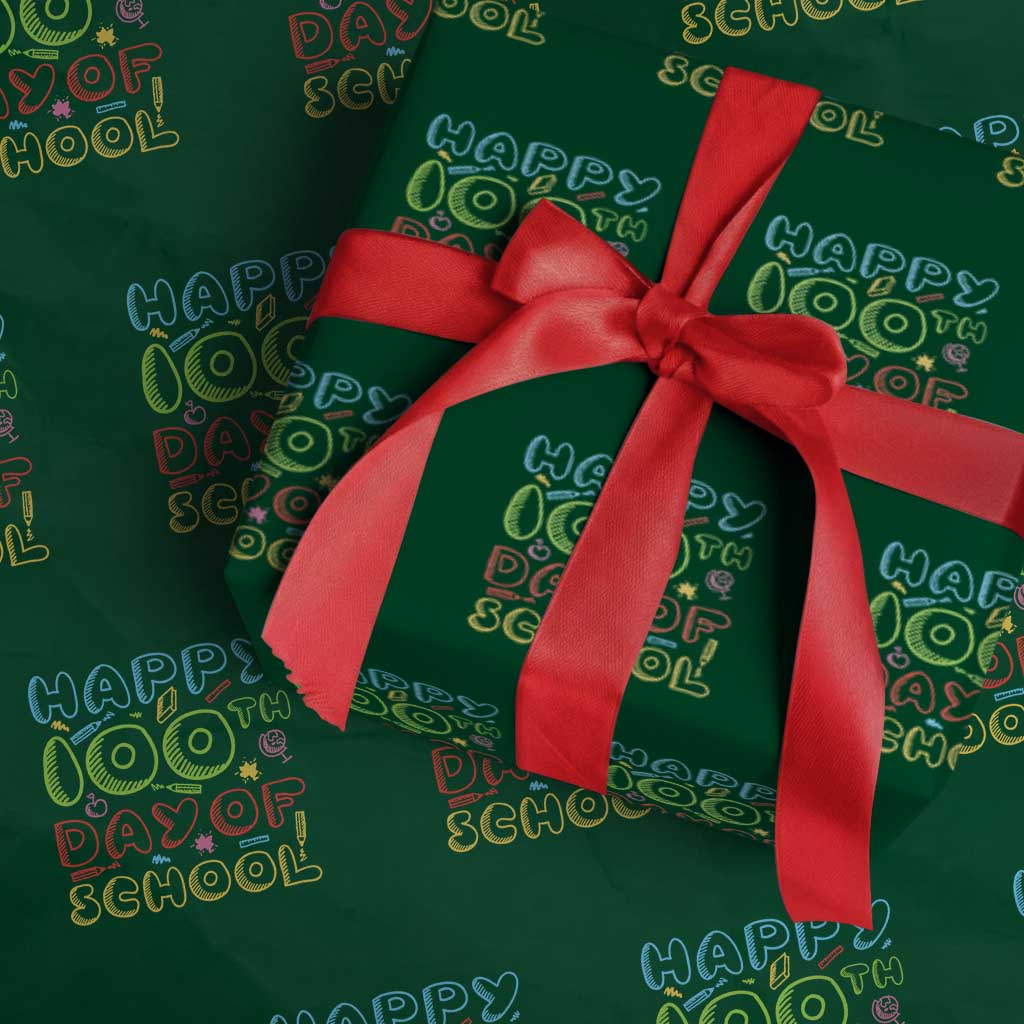 Happy 100 Days of School Wrapping Paper Roll 100th Day Funny Milestone Celebration
