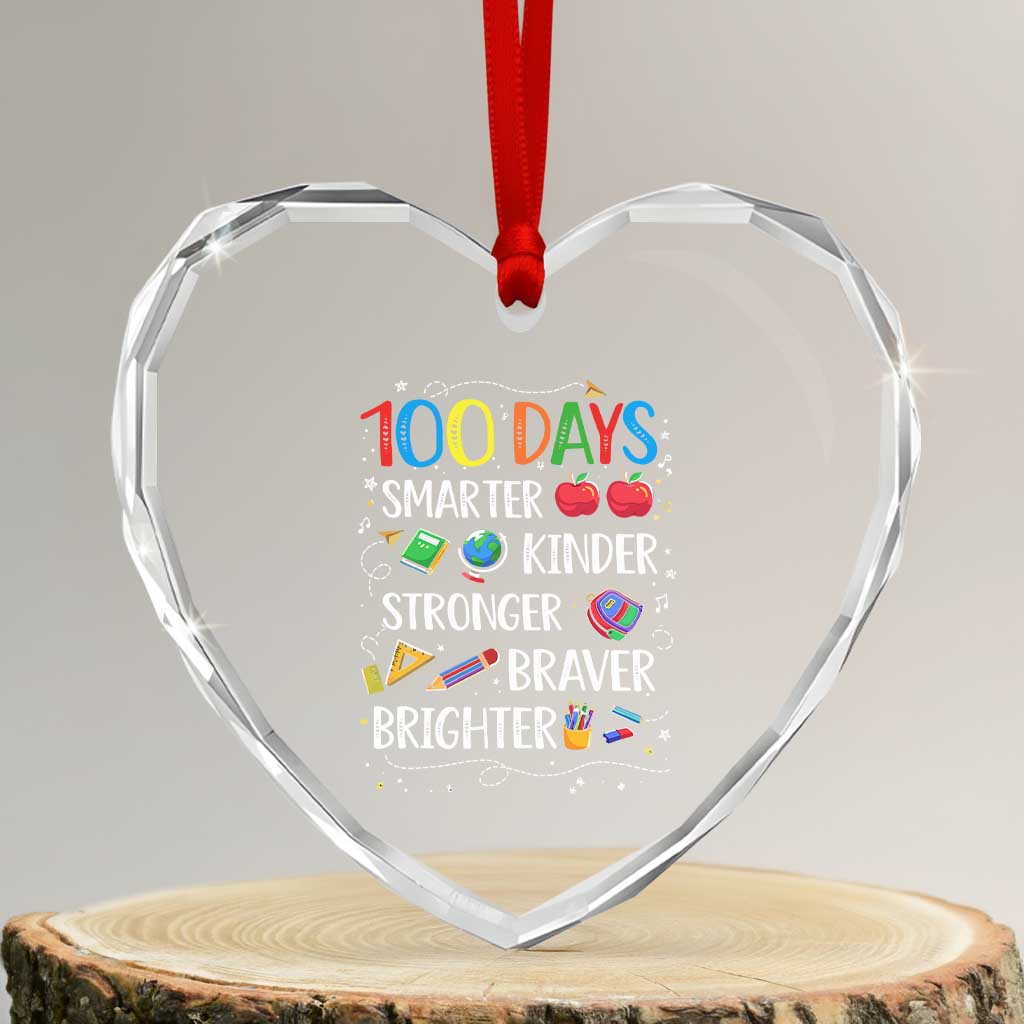 Happy 100 Days of School Heart Crystal Glass Ornament 100th Day Kids Boys Girls Teachers Pupils TS10 Transparent Glass 3'' Heart Print Your Wear