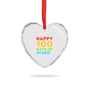 Happy 100 Days of School Heart Crystal Glass Ornament Cute Celebration Gift for Teachers and Kids