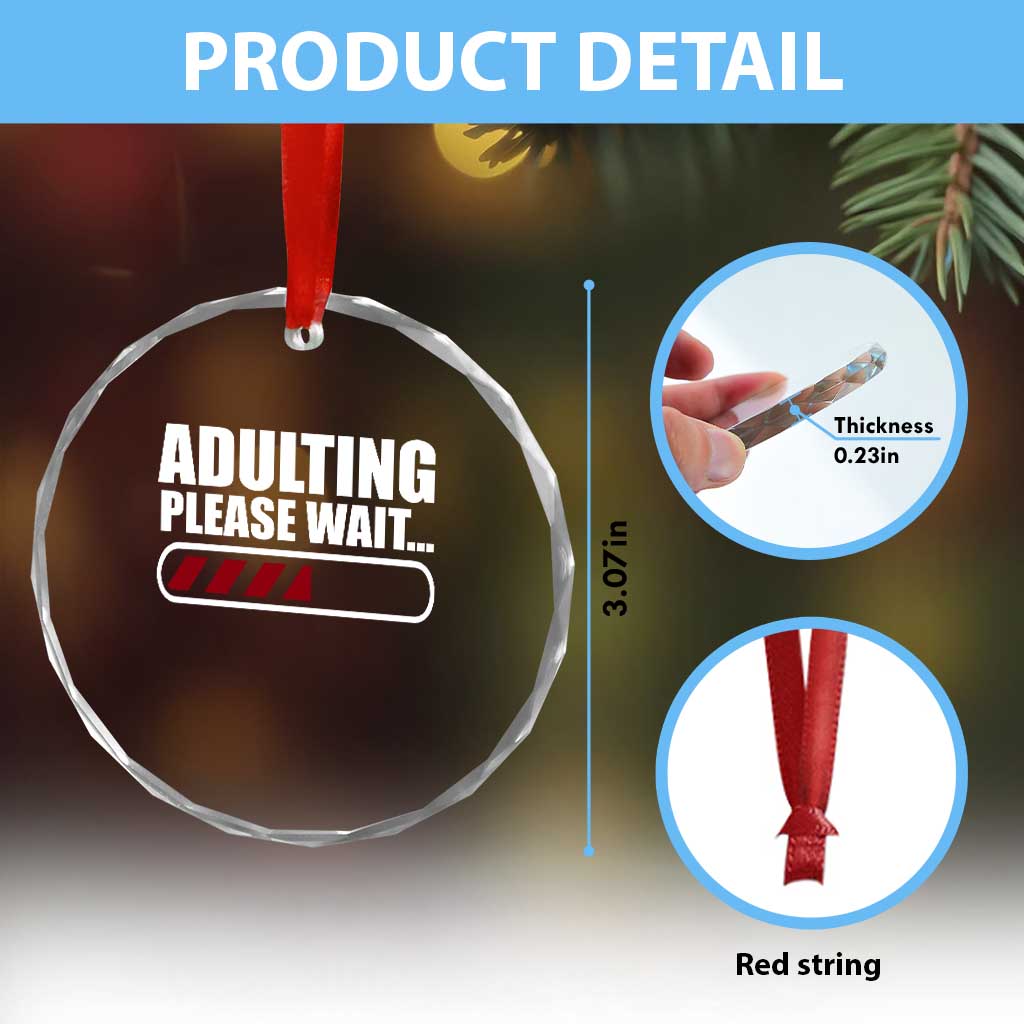 Happy 18th Birthday Crystal Glass Ornament Adulting Please Wait Loading 18 Year Old Bday Gifts TS10 Print Your Wear