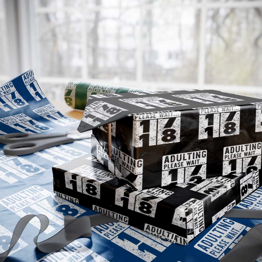 Happy 18th Birthday Wrapping Paper Roll Adulting Please Wait 18 Year Old Bday Gifts TS10 Black Print Your Wear