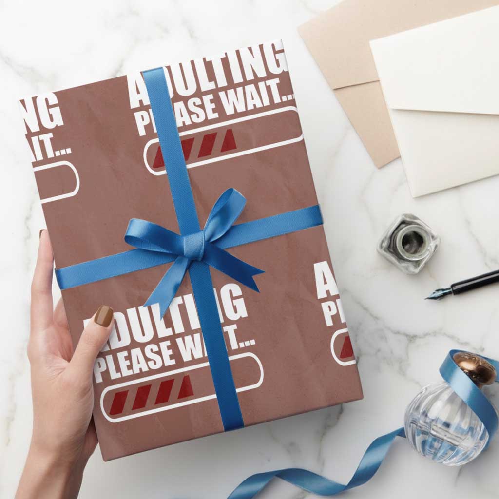 Happy 18th Birthday Wrapping Paper Roll Adulting Please Wait Loading 18 Year Old Bday Gifts TS10 Mocha Print Your Wear