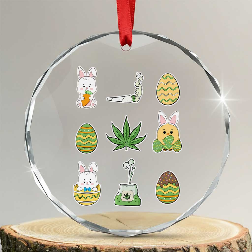 Happy 420 Easter Crystal Glass Ornament TS02 Transparent Glass 3'' Circle Print Your Wear