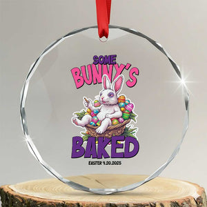 Happy 420 Easter Crystal Glass Ornament Bunny Funny Weed Smoking Rabbit Cannabis 4/20 Day TS02 Transparent Glass 3'' Circle Print Your Wear