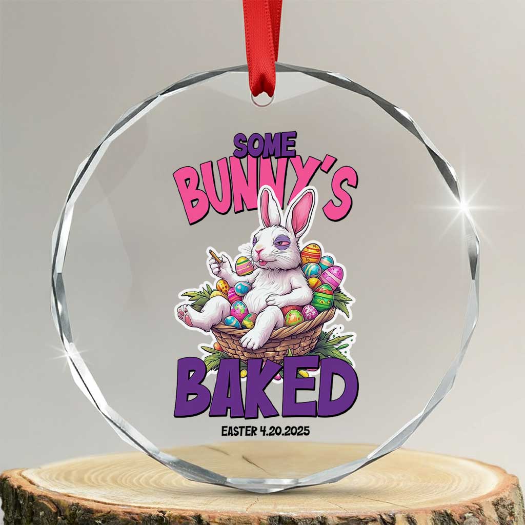 Happy 420 Easter Crystal Glass Ornament Bunny Funny Weed Smoking Rabbit Cannabis 4/20 Day TS02 Transparent Glass 3'' Circle Print Your Wear