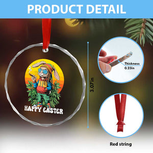 Happy 420 Easter Crystal Glass Ornament Funny Bunny Smoking Weed TS02 Print Your Wear
