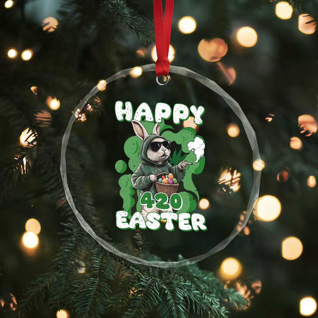 Happy 420 Easter Crystal Glass Ornament Funny Smoking Easter Bunny TS02 Print Your Wear