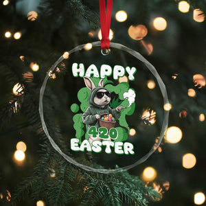 Happy 420 Easter Crystal Glass Ornament Funny Smoking Easter Bunny TS02 Print Your Wear