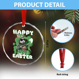 Happy 420 Easter Crystal Glass Ornament Funny Smoking Easter Bunny TS02 Print Your Wear