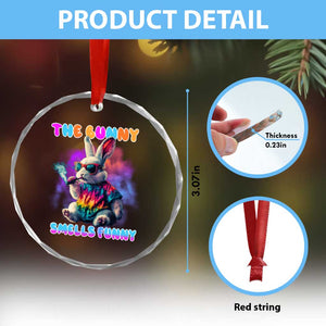 Happy 420 Easter Crystal Glass Ornament Funny Smoking Easter Bunny Smells Funny Easter TS10 Print Your Wear