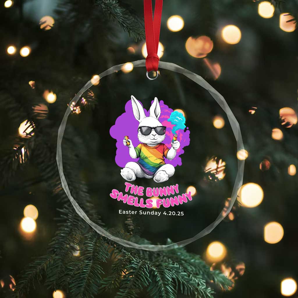Happy 420 Easter Crystal Glass Ornament The Bunny Smells Funny TS02 Print Your Wear