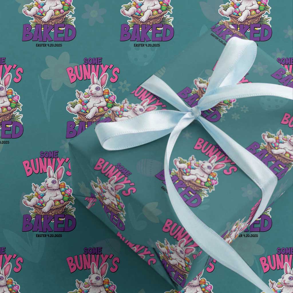 Happy 420 Easter Wrapping Paper Roll Bunny Funny Weed Smoking Rabbit Cannabis 4/20 Day TS02 Teal Print Your Wear