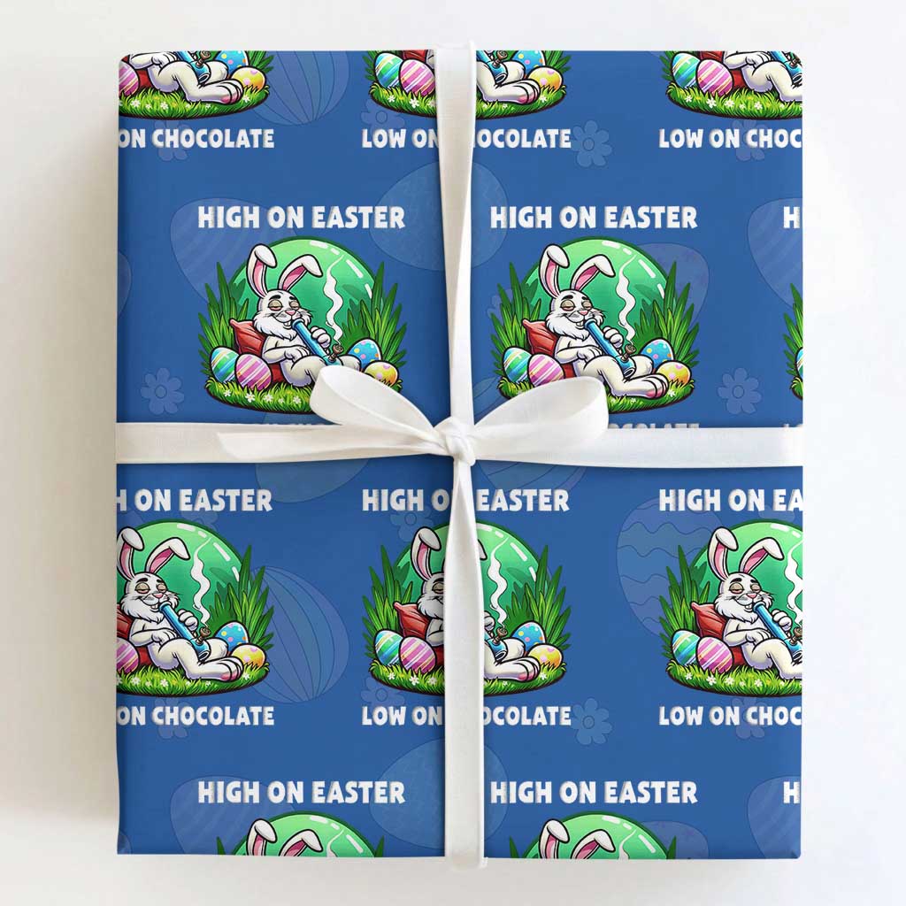 Happy 420 Easter Wrapping Paper Roll Funny Bunny Marijuana Cannabis Weed TS02 Royal Blue Print Your Wear