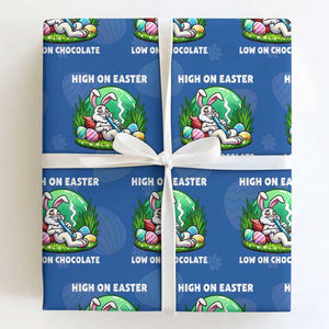 Happy 420 Easter Wrapping Paper Roll Funny Bunny Marijuana Cannabis Weed TS02 Royal Blue Print Your Wear