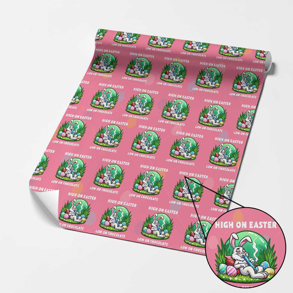 Happy 420 Easter Wrapping Paper Roll Funny Bunny Marijuana Cannabis Weed TS02 Pink Print Your Wear