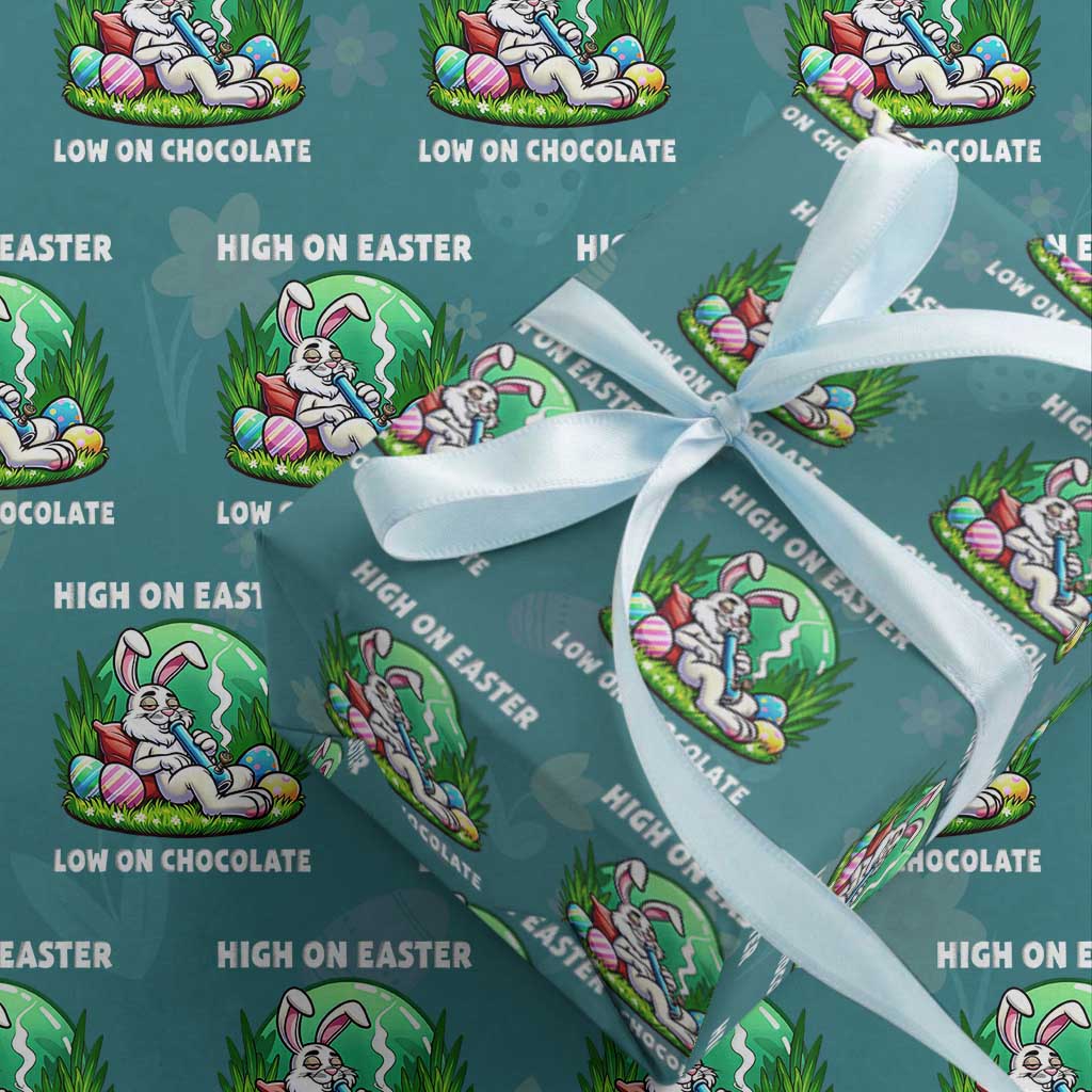 Happy 420 Easter Wrapping Paper Roll Funny Bunny Marijuana Cannabis Weed TS02 Teal Print Your Wear