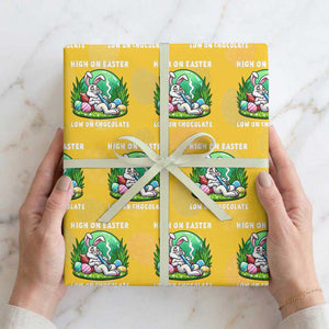 Happy 420 Easter Wrapping Paper Roll Funny Bunny Marijuana Cannabis Weed TS02 Yellow Print Your Wear