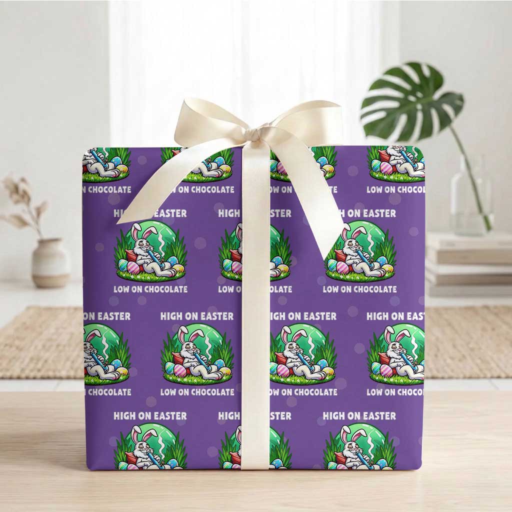 Happy 420 Easter Wrapping Paper Roll Funny Bunny Marijuana Cannabis Weed TS02 Purple Print Your Wear
