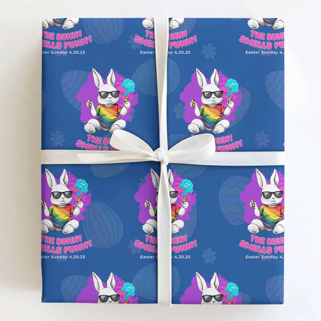 Happy 420 Easter Wrapping Paper Roll The Bunny Smells Funny TS02 Royal Blue Print Your Wear