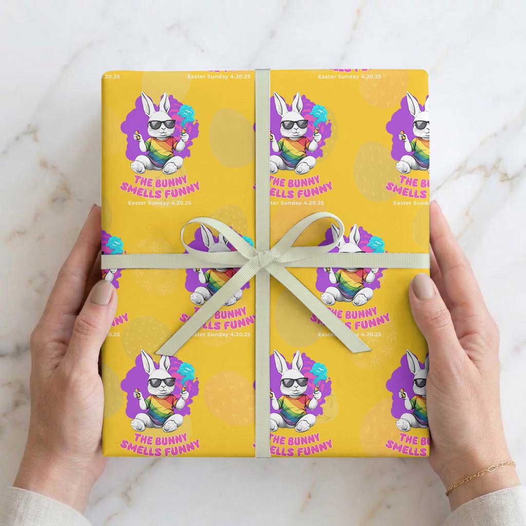Happy 420 Easter Wrapping Paper Roll The Bunny Smells Funny TS02 Yellow Print Your Wear