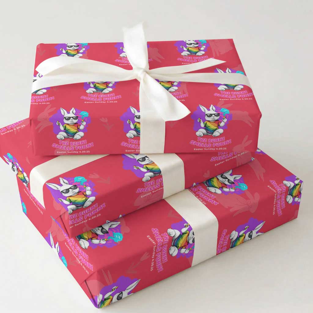 Happy 420 Easter Wrapping Paper Roll The Bunny Smells Funny TS02 Red Print Your Wear