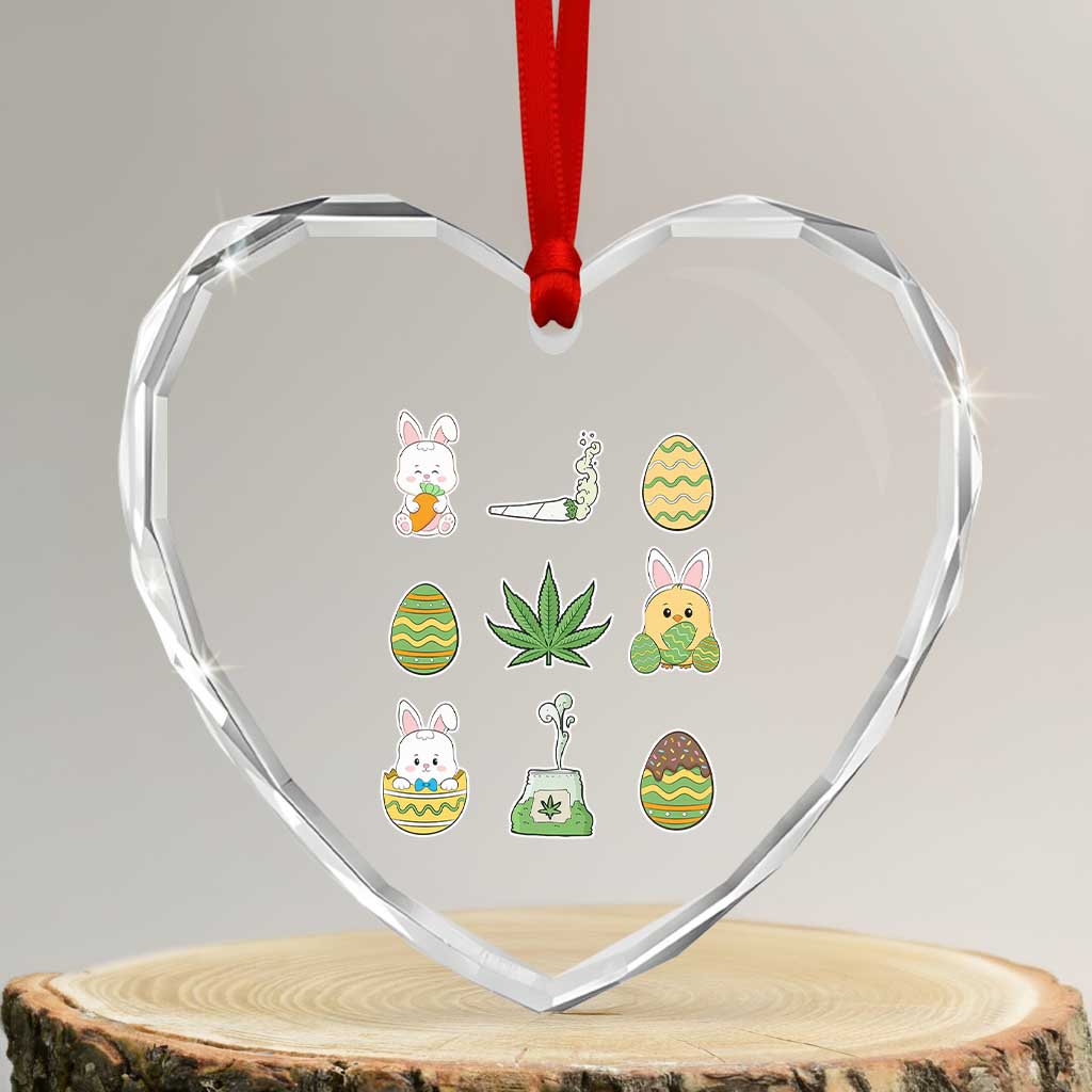 Happy 420 Easter Heart Crystal Glass Ornament TS02 Transparent Glass 3'' Heart Print Your Wear