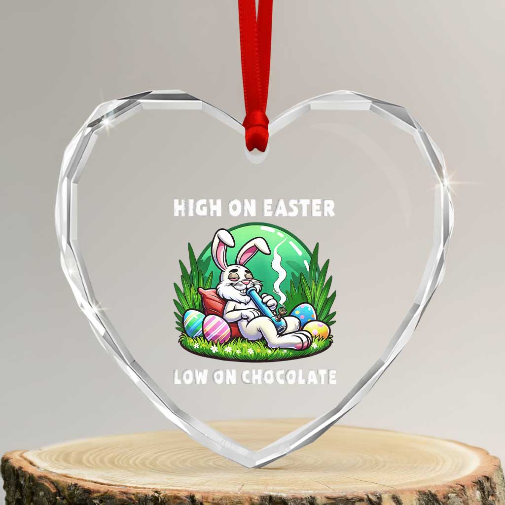 Happy 420 Easter Heart Crystal Glass Ornament Funny Bunny Marijuana Cannabis Weed TS02 Transparent Glass 3'' Heart Print Your Wear